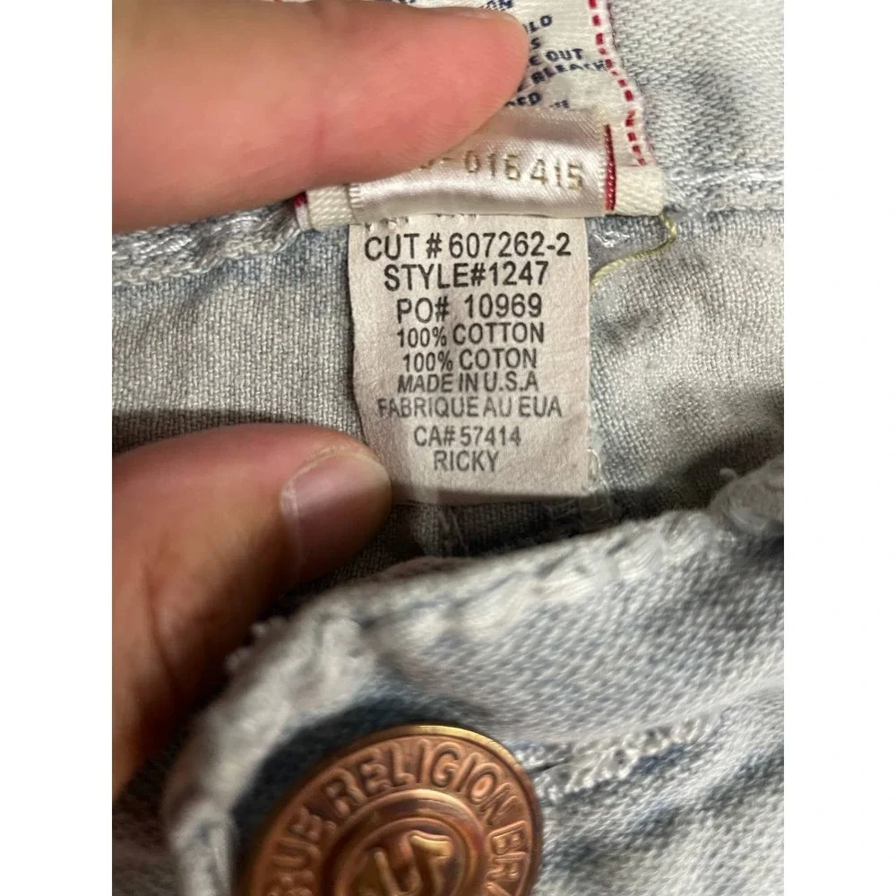 True Religion Ricky Super T Denim Jeans Mens 30x31‎ Light Wash Distressed Y2K